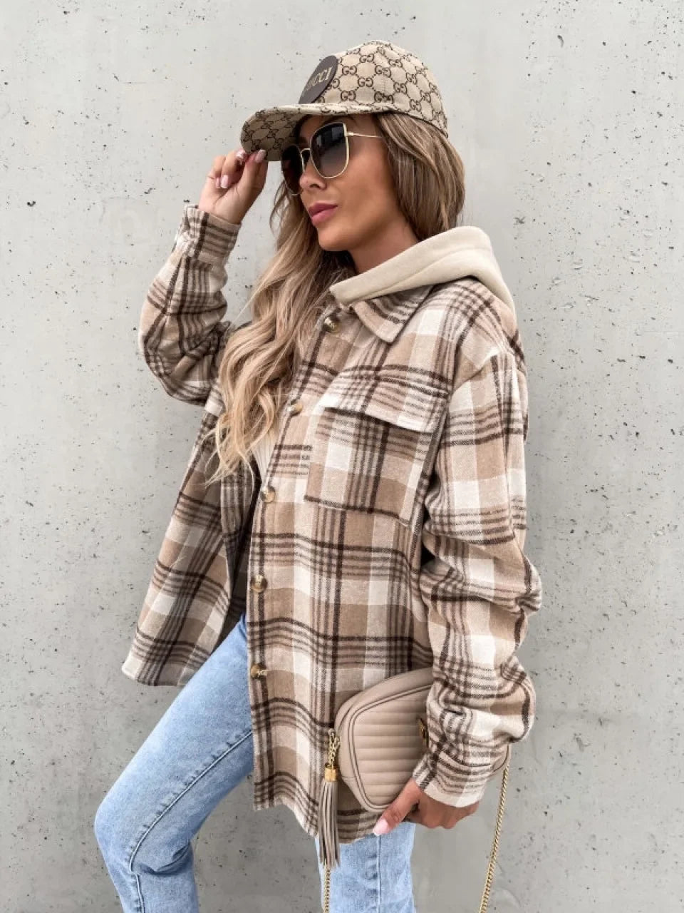 Women’s Plaid Hooded Shirt Jacket