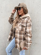 Women’s Plaid Hooded Shirt Jacket