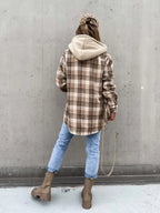 Women’s Plaid Hooded Shirt Jacket