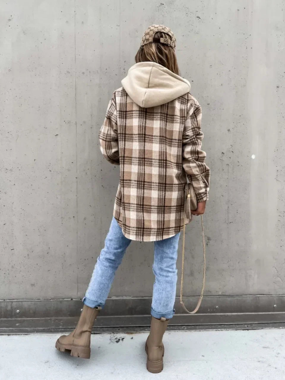 Women’s Plaid Hooded Shirt Jacket
