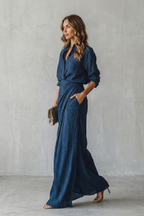 Completo donna a due pezzi plissettato e drappeggiato