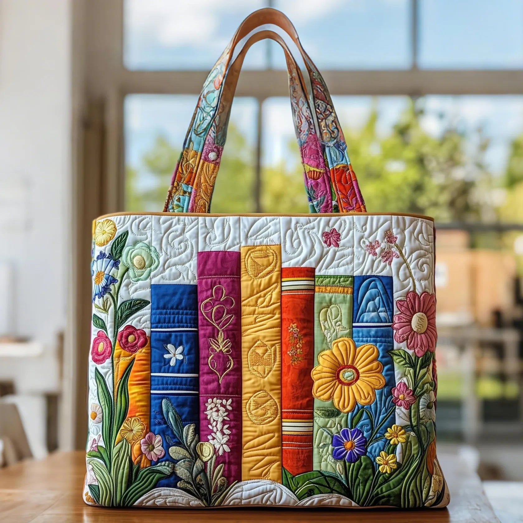 Bolso tote acolchado con estampado floral para mujer