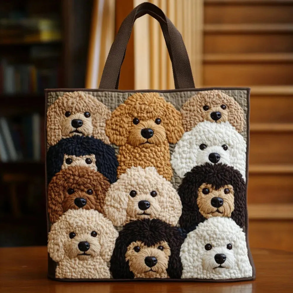 Bolso tote para mujer con estampado de caniche