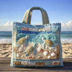 Bolso tote acolchado con tortugas marinas para mujer