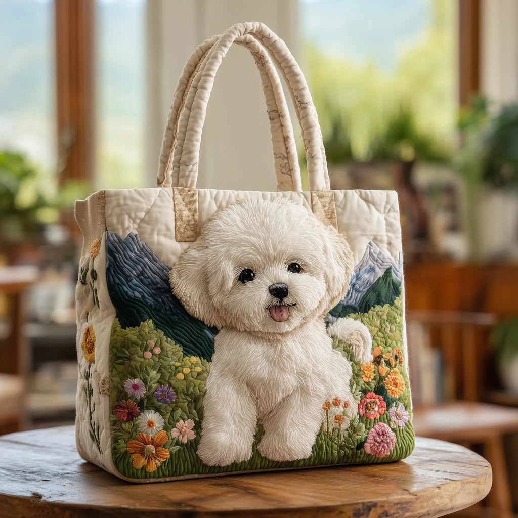 Women's Dog Print Quilted Tote Bag