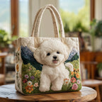 Women's Dog Print Quilted Tote Bag