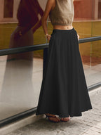 Damen plissierter Maxirock mit hoher Taille und eleganter, fließender Passform