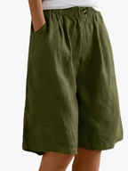 Women's High Waist Wide Leg Bermuda Shorts with Side Pockets