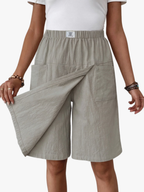 Women's High Waist Wide Leg Bermuda Shorts with Utility Pockets