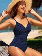 Damen Push-Up Einteiler mit gerafftem V-Ausschnitt
