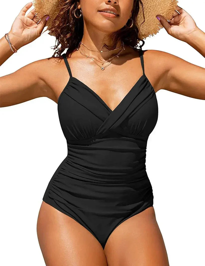 Damen Push-Up Einteiler mit gerafftem V-Ausschnitt