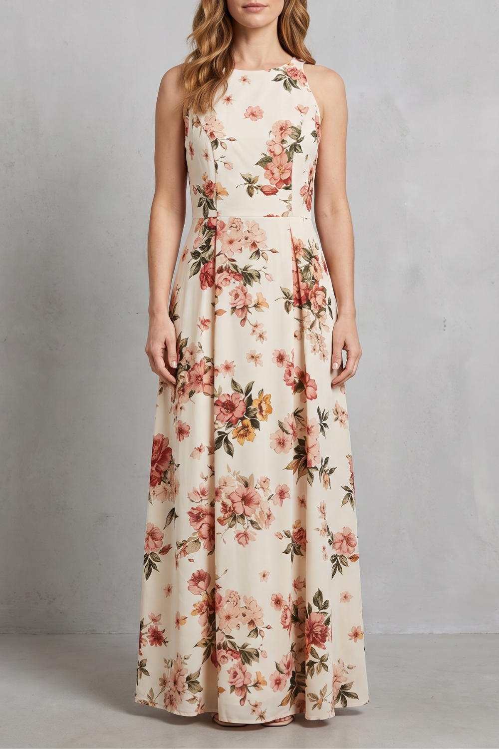 Ärmelloses Maxikleid mit Blumenmuster für Damen