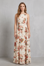Ärmelloses Maxikleid mit Blumenmuster für Damen