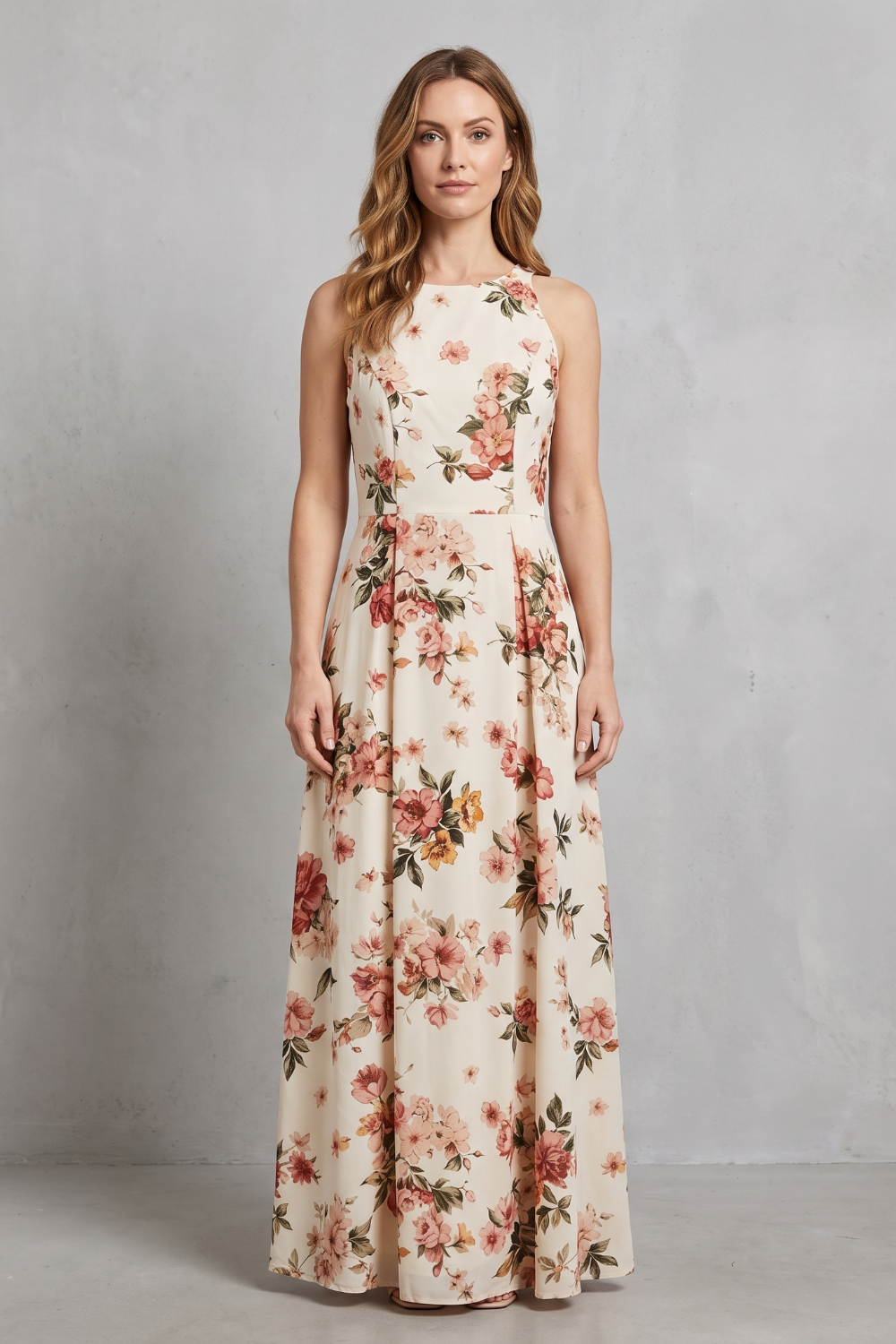 Ärmelloses Maxikleid mit Blumenmuster für Damen