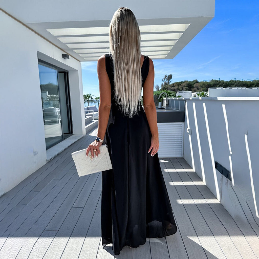 Damen weiter Jumpsuit mit elegant geraffter Taille und fließendem Schnitt