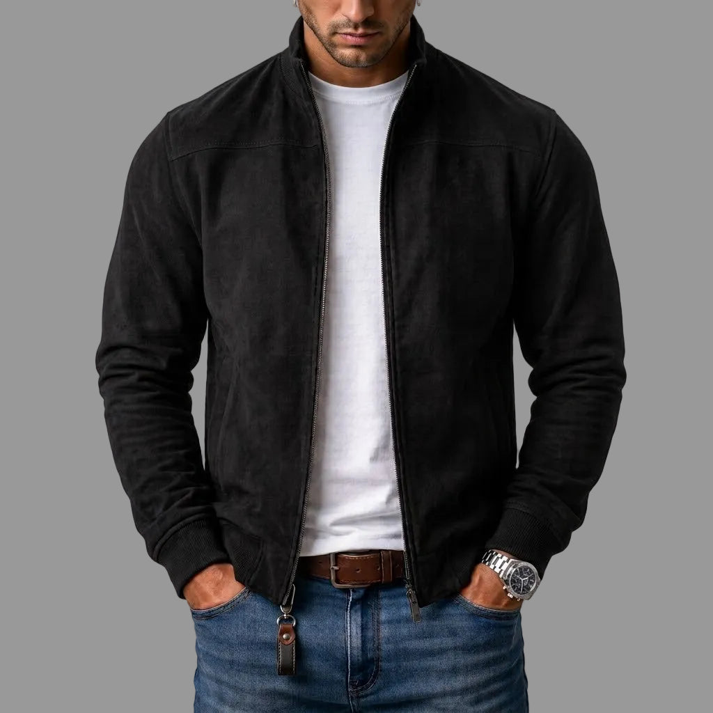 Veste zippée pour homme en imitation daim