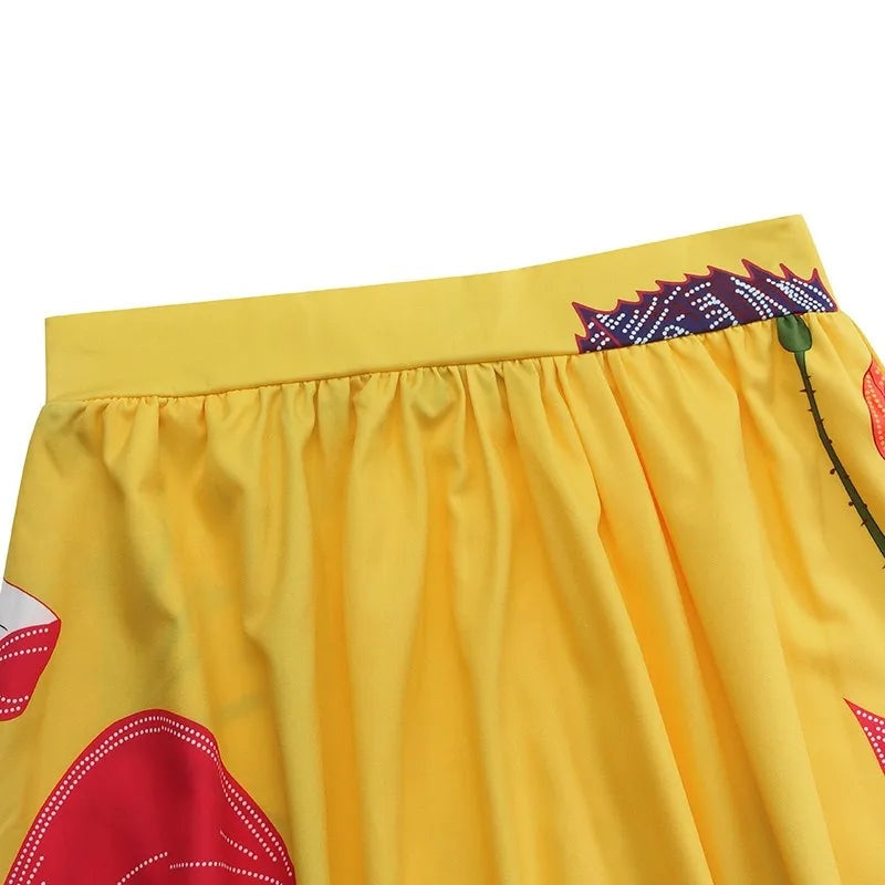 Women's High Waist Floral Print Flowing Maxi Skirt