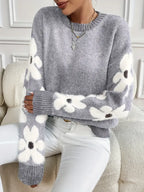 Women's Daisy Sleeve Crew Neck Knit Sweater
