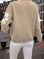 Women's Daisy Sleeve Crew Neck Knit Sweater