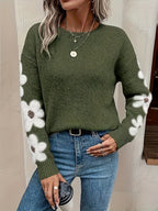 Women's Daisy Sleeve Crew Neck Knit Sweater