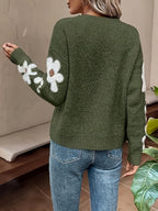Women's Daisy Sleeve Crew Neck Knit Sweater
