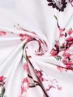 Women's Floral Print Faux Wrap Long Sleeve Midi Dress with Waist Tie