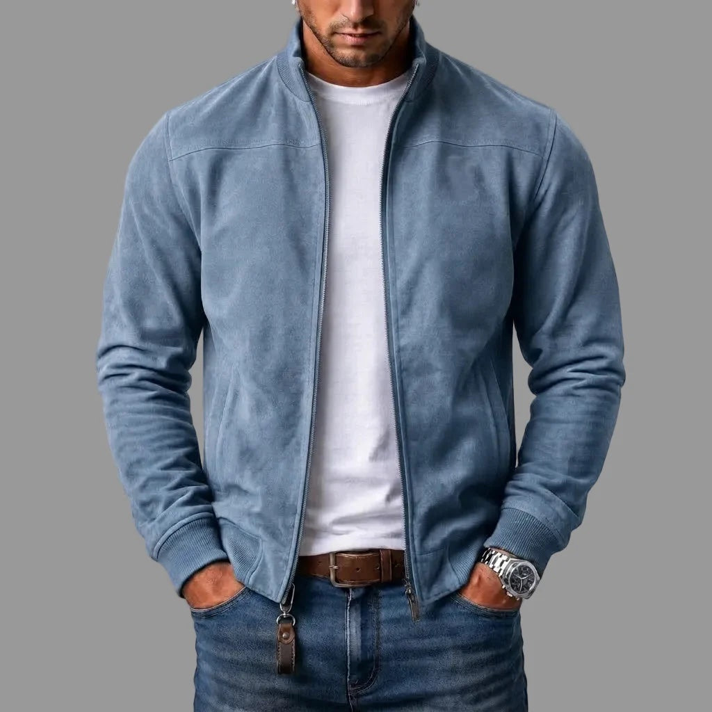 Veste zippée pour homme en imitation daim