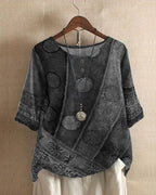 Women's Bohemian Artistic Print Half Sleeve Casual Blouse
