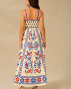 Women's Bohemian Floral Print Sleeveless Spaghetti Strap Maxi Dress