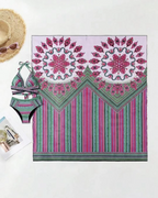 Women's Bohemian Printed High Waist Bikini Set with Sheer Cover-Up