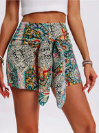 Women's Bohemian Paisley Wrap Tie High Waist Casual Shorts