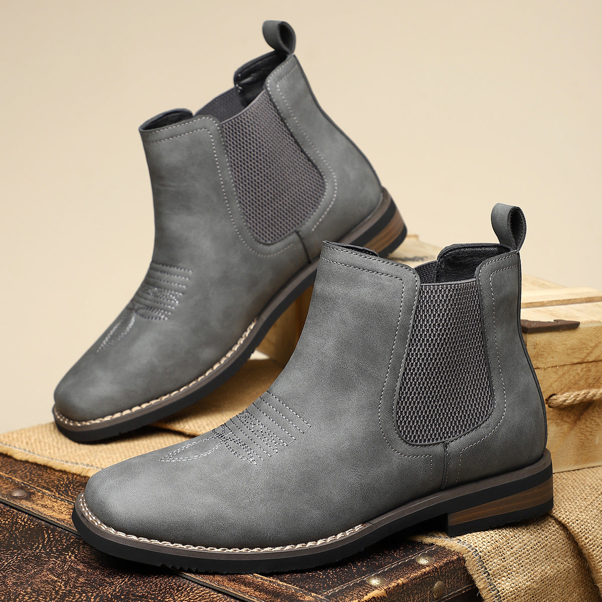 Men's Chelsea Boots with Elastic Side Panels