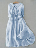 Damen Baumwoll-Leinen-Midikleid – zeitlose Sommer-Eleganz