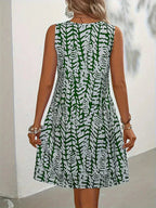 Women's Sleeveless Printed Mini Dress with Keyhole Neckline for Summer Wear