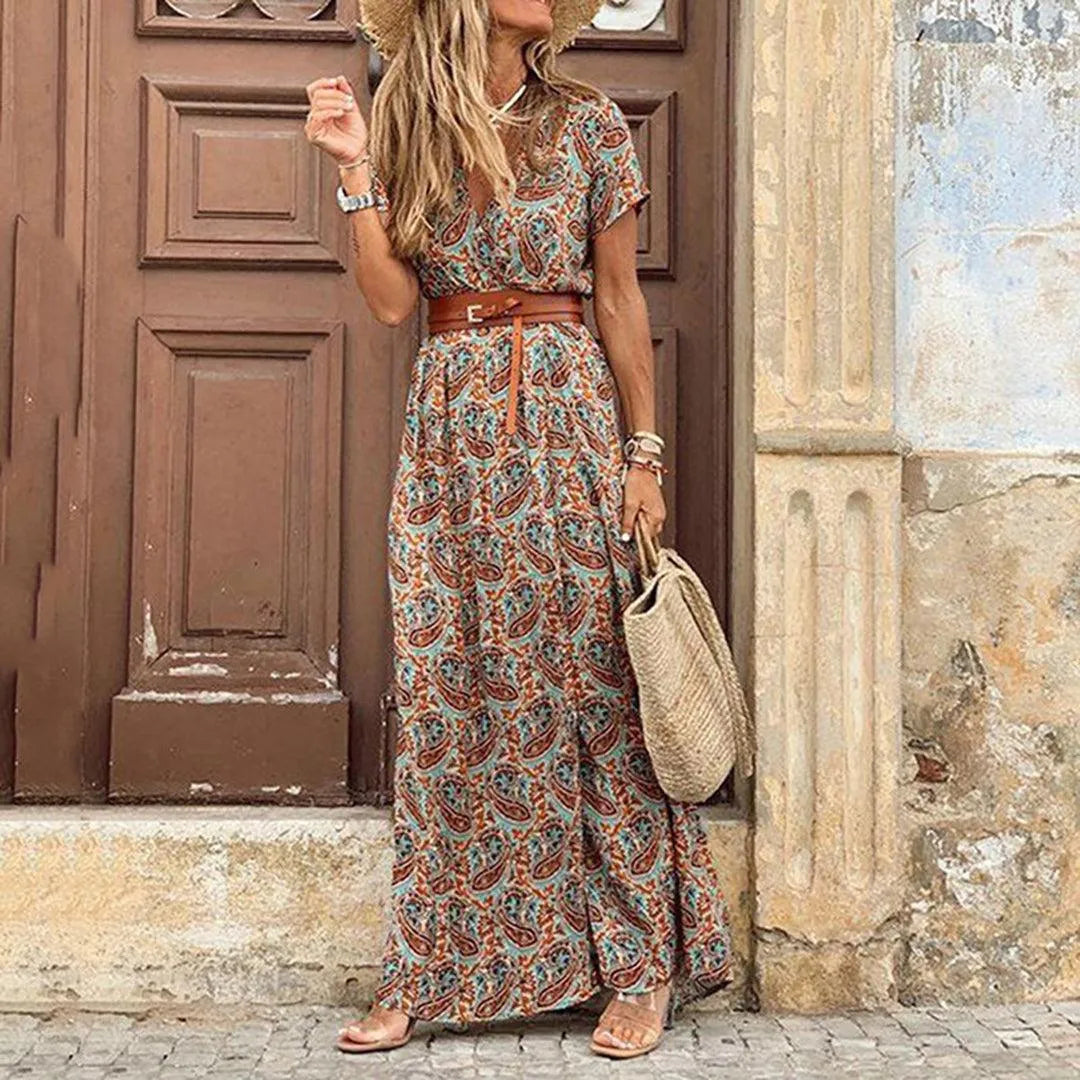 Women Boho Summer Dress with Paisley Print and Lightweight Relaxed Fit