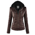 Damen Kapuzenjacke aus veganem Leder mit strukturierter Passform und Reißverschluss-Details