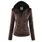 Damen Kapuzenjacke aus veganem Leder mit strukturierter Passform und Reißverschluss-Details