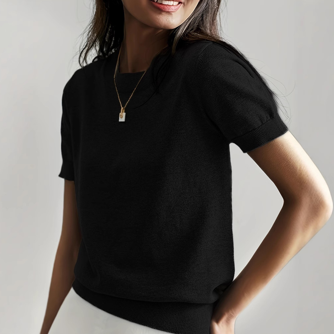 Dame klassisk strikket pullover-top