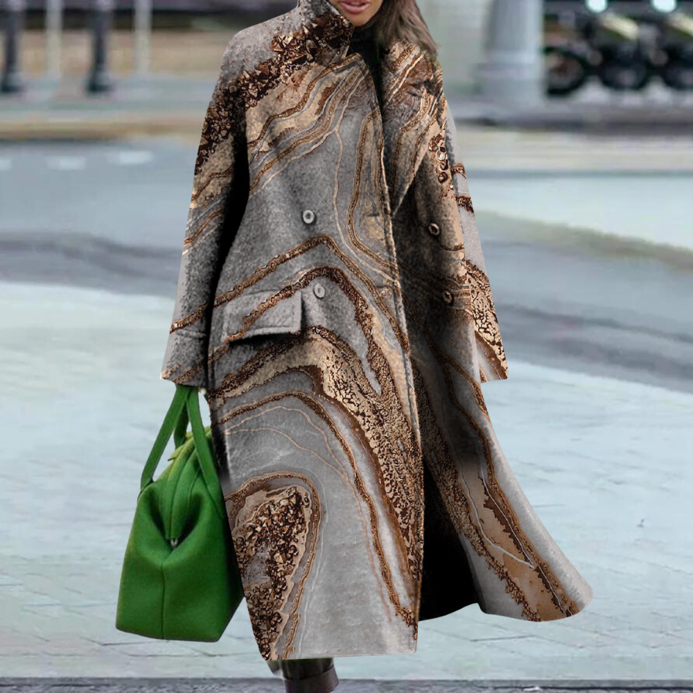 Women's Abstract Print Longline Coat