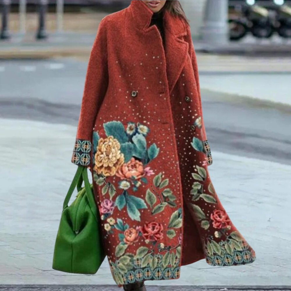 Women's Abstract Print Longline Coat