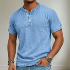 Gewaschenes Henley-T-Shirt für Herren