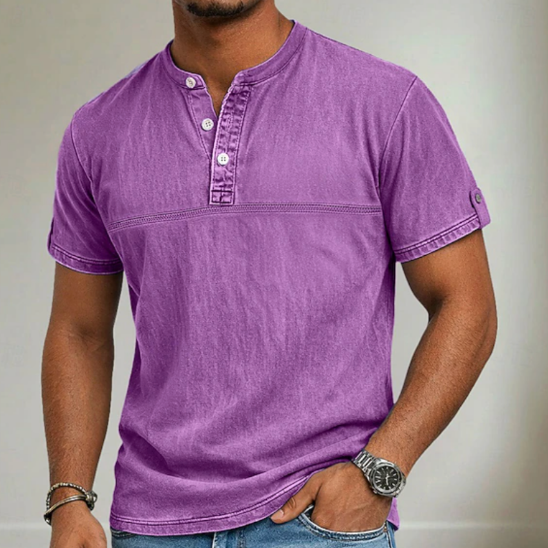 T-shirt Henley délavé pour homme
