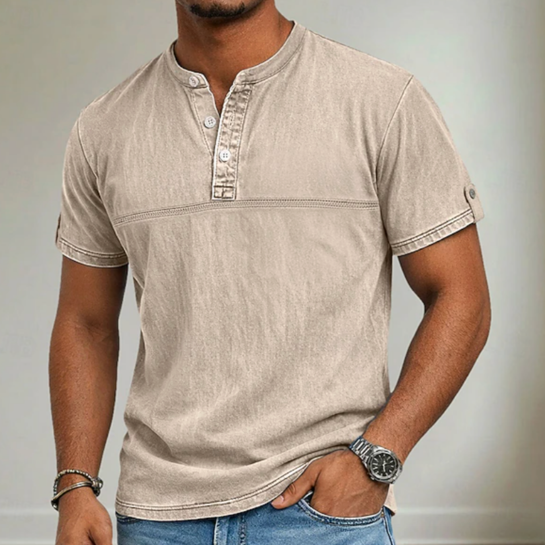 T-shirt Henley délavé pour homme