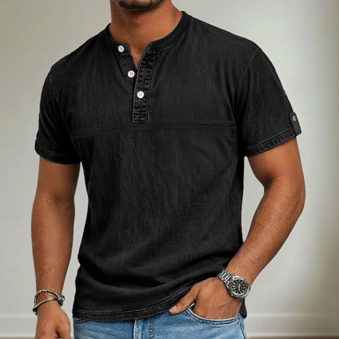 T-shirt Henley délavé pour homme