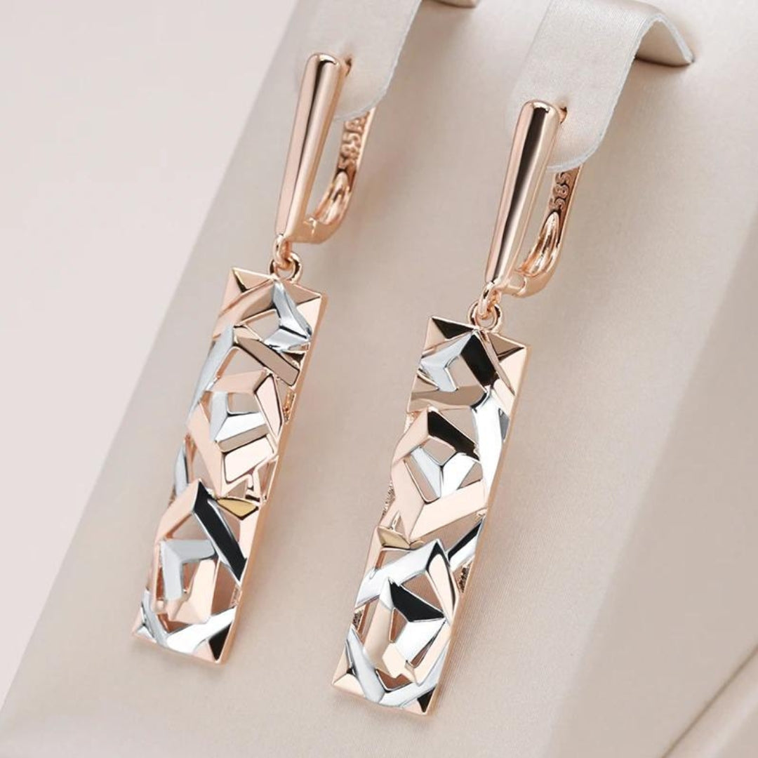 Boucles d’oreilles géométriques bicolores pendantes pour femmes