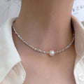 Women’s Single Pearl Silver-Tone Chain Necklace