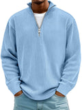 Pullover da uomo a coste con cerniera a un quarto