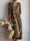 Women's Ornate Print Midi Dress