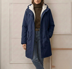 Abrigo parka de invierno con capucha y forro de forro polar para mujer