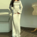 Damen elegantes Maxikleid mit schlanker Passform und fließender Silhouette